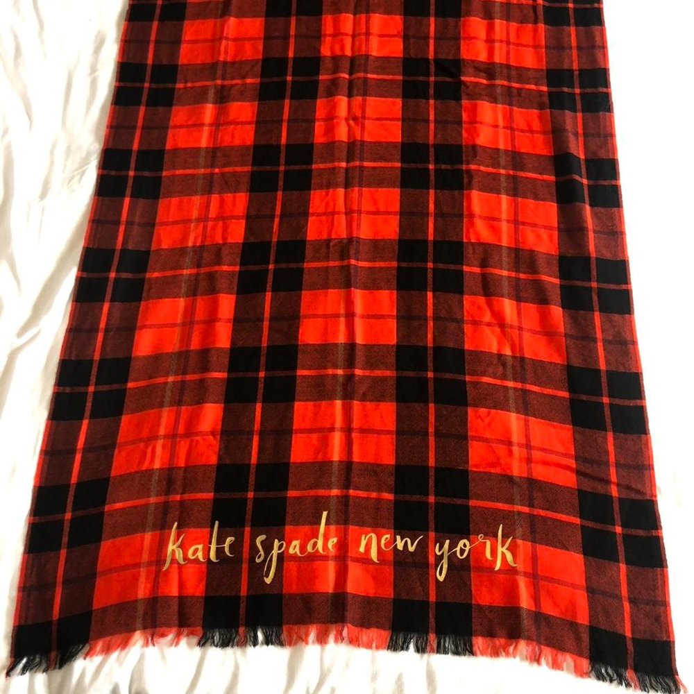 Kate Spade Red and Black Plaid Scarf